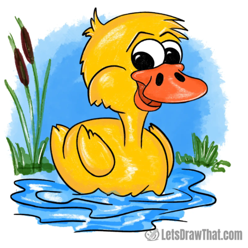 duckling-drawing-color Duckling drawing coloured-in