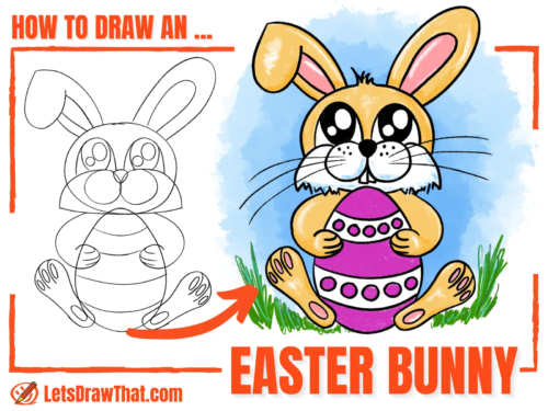 Easter Bunny Drawing – How to Draw an Easter Bunny Step by Step - step-by-step-drawing tutorial featured image