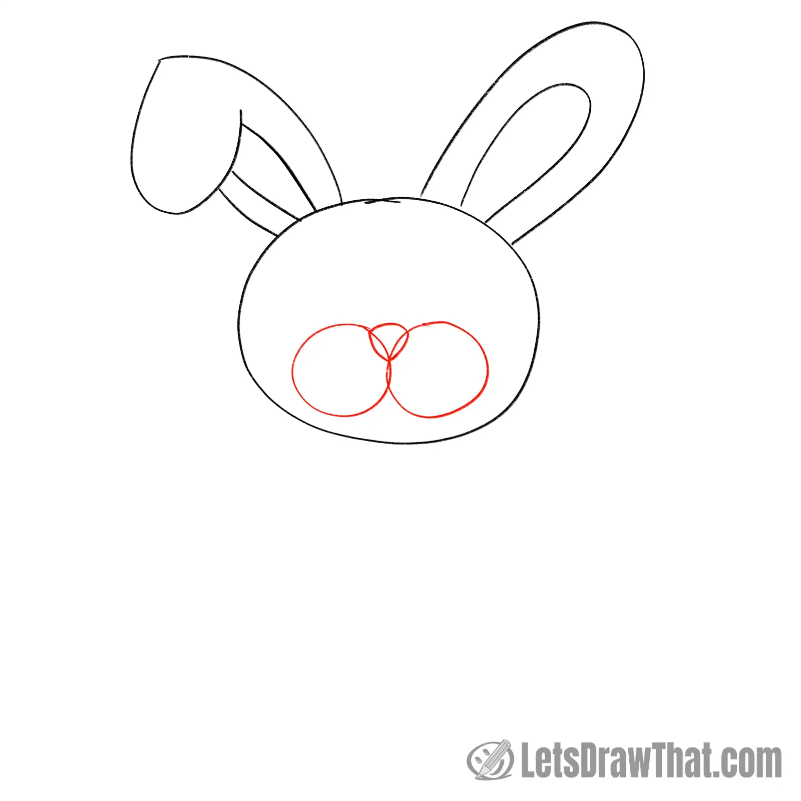 Drawing step: Draw the bunny's muzzle