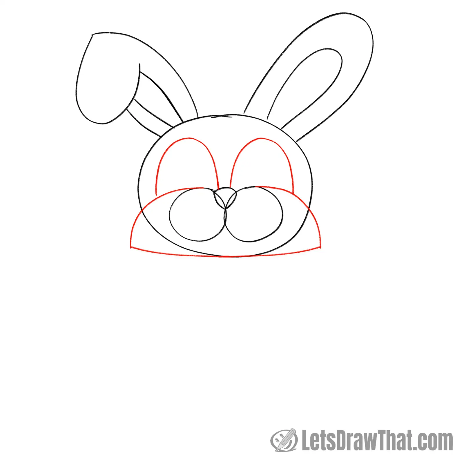 Drawing step: Draw the eyes and cheek outlines