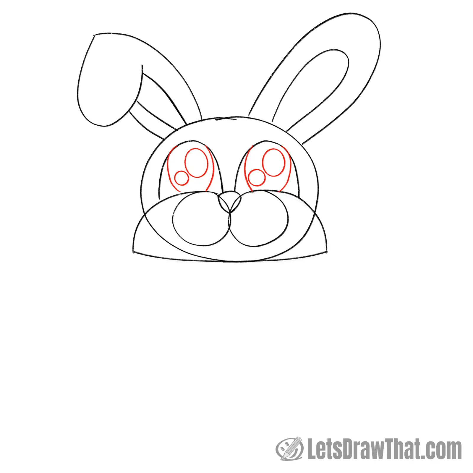 Drawing step: Draw the bunny's eyes
