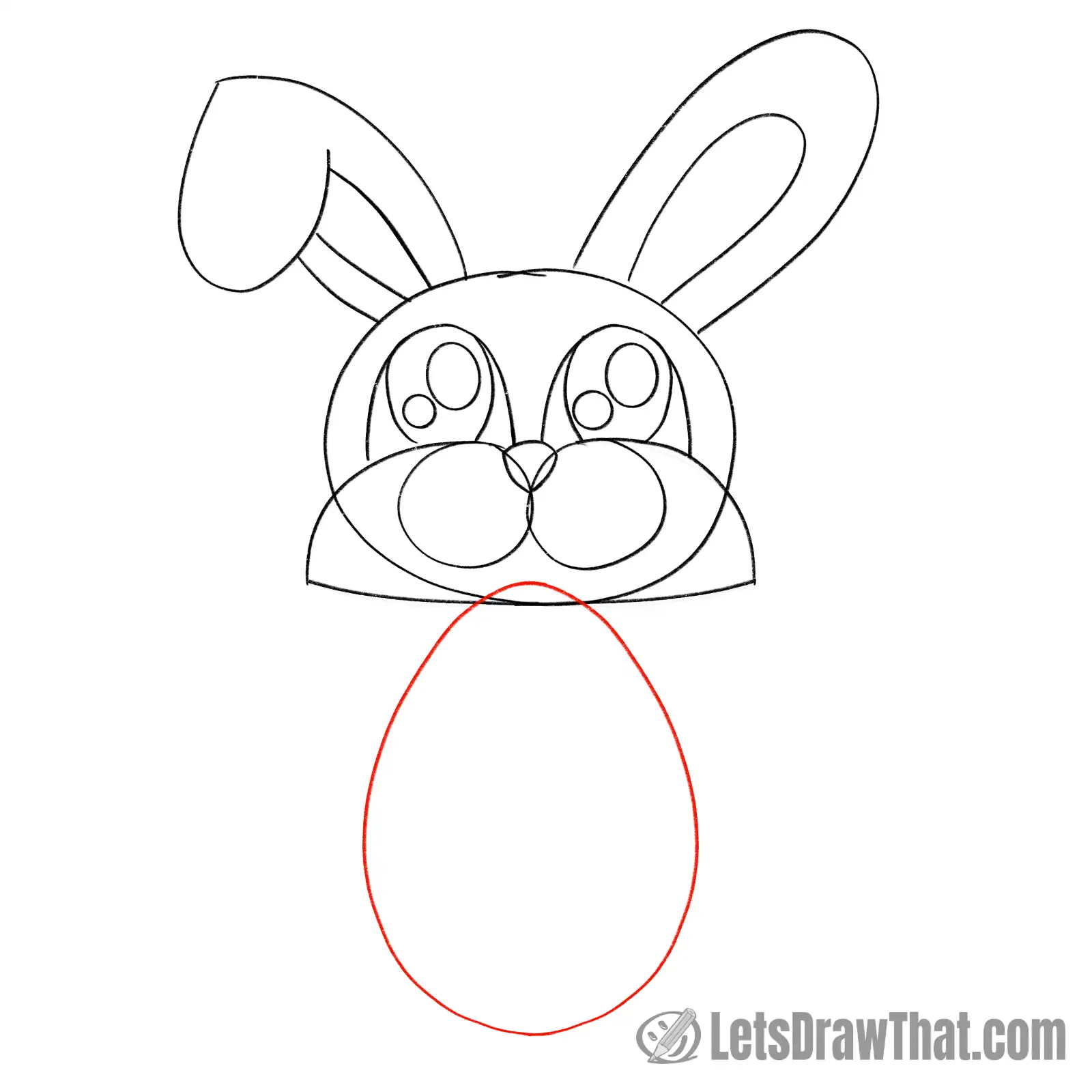 Drawing step: Draw the easter egg the bunny is holding