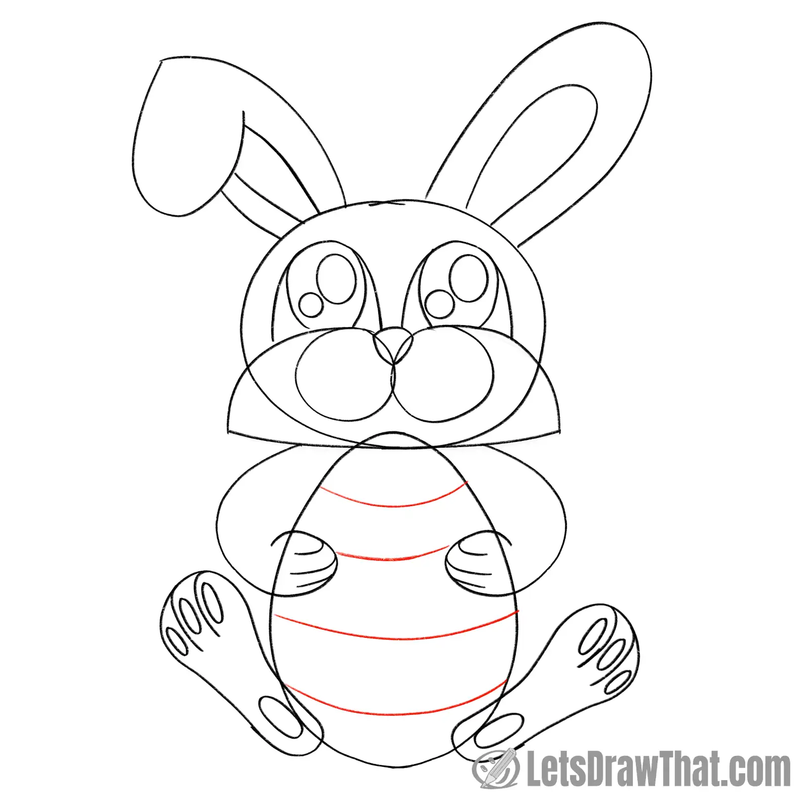 Drawing step: Draw the lines on the easter egg