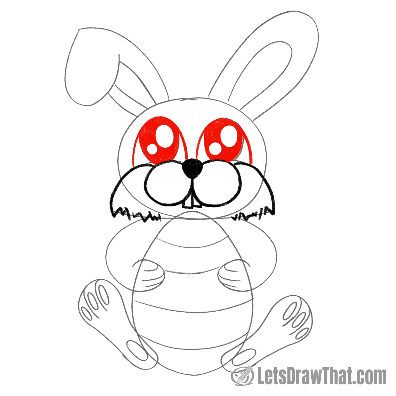 Drawing step: Draw the bunny's eyes