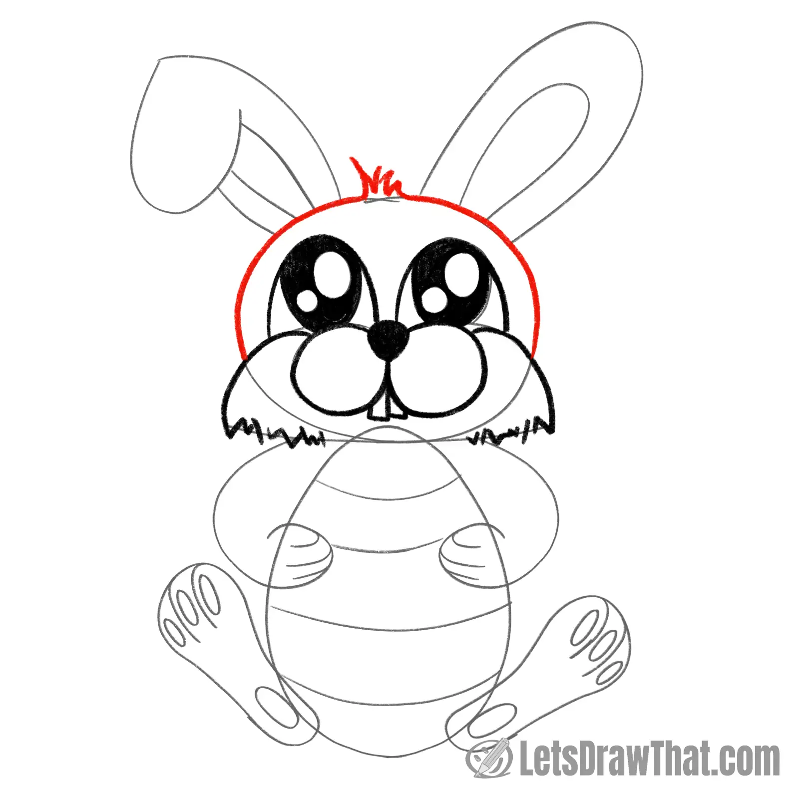 Drawing step: Draw the head and some hair