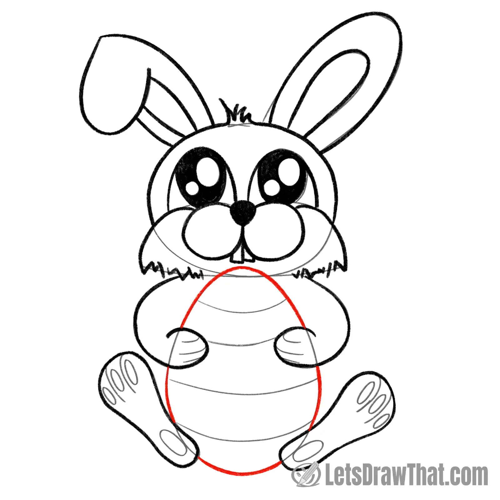 Drawing step: Outline the egg