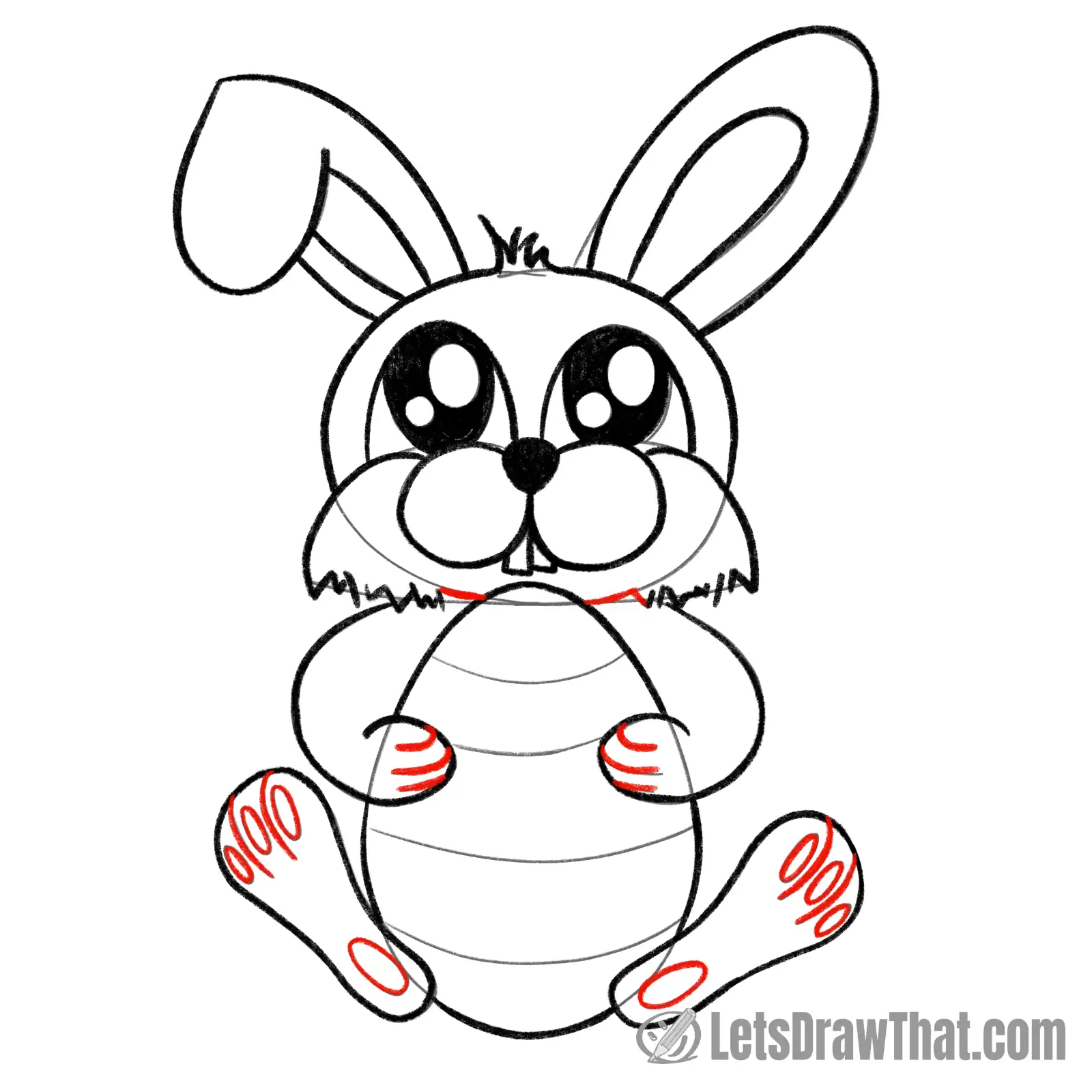 Drawing step: Draw fingers and foot pads