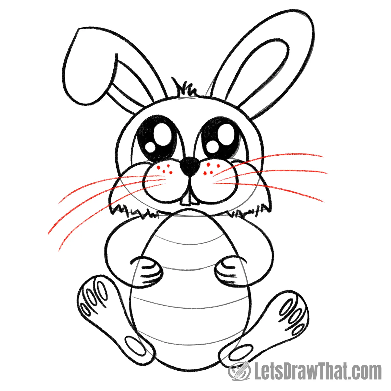 Drawing step: Draw the bunny's whiskers