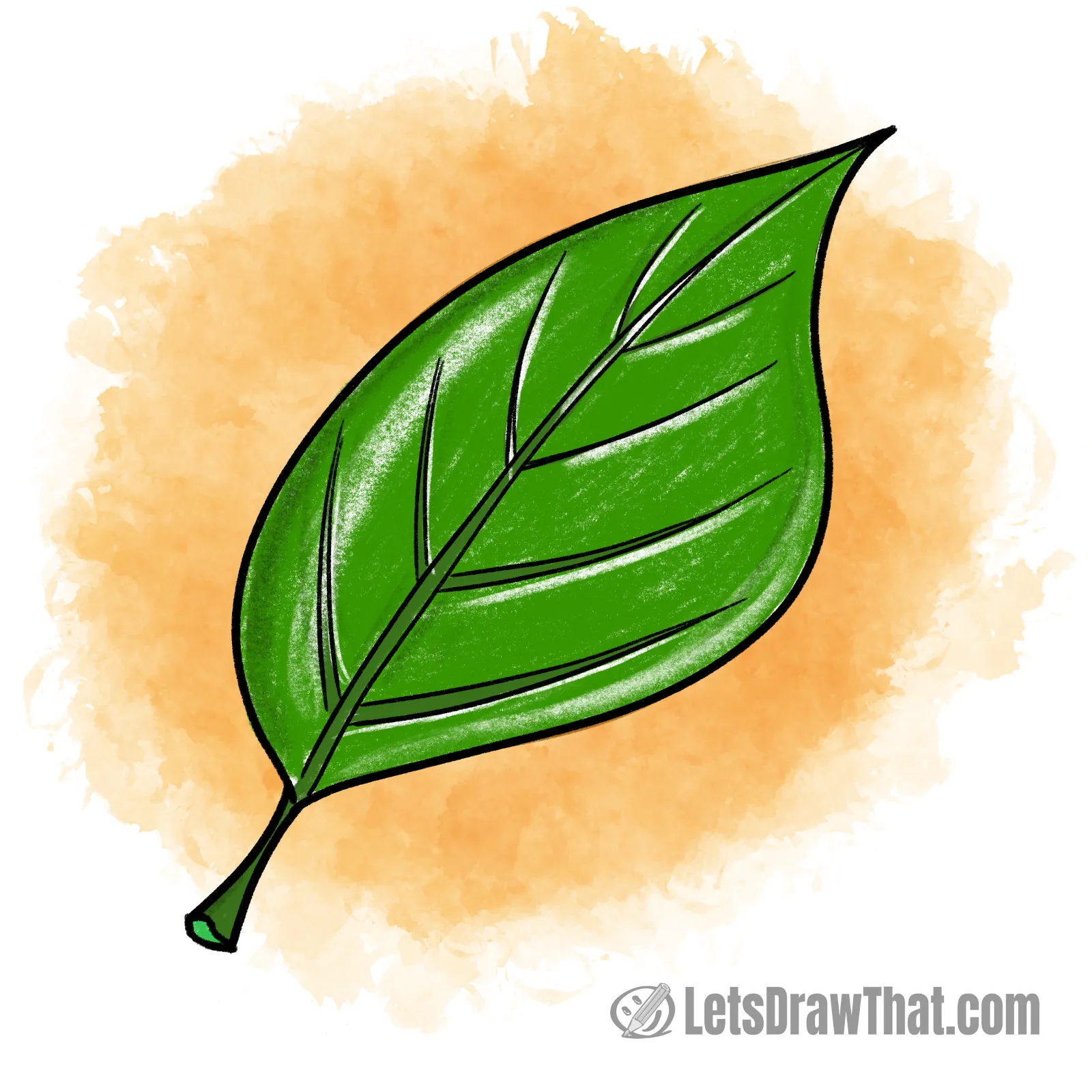 An easy leaf drawing colored-in