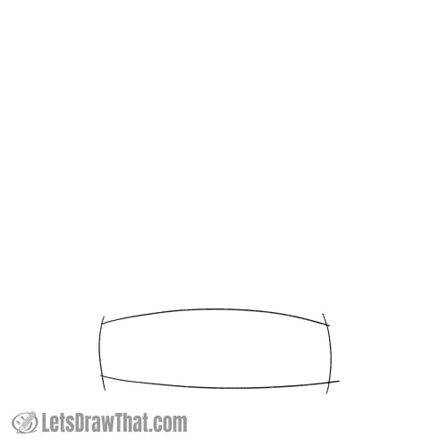 Drawing step: Sketch the rectangle for the hat edge