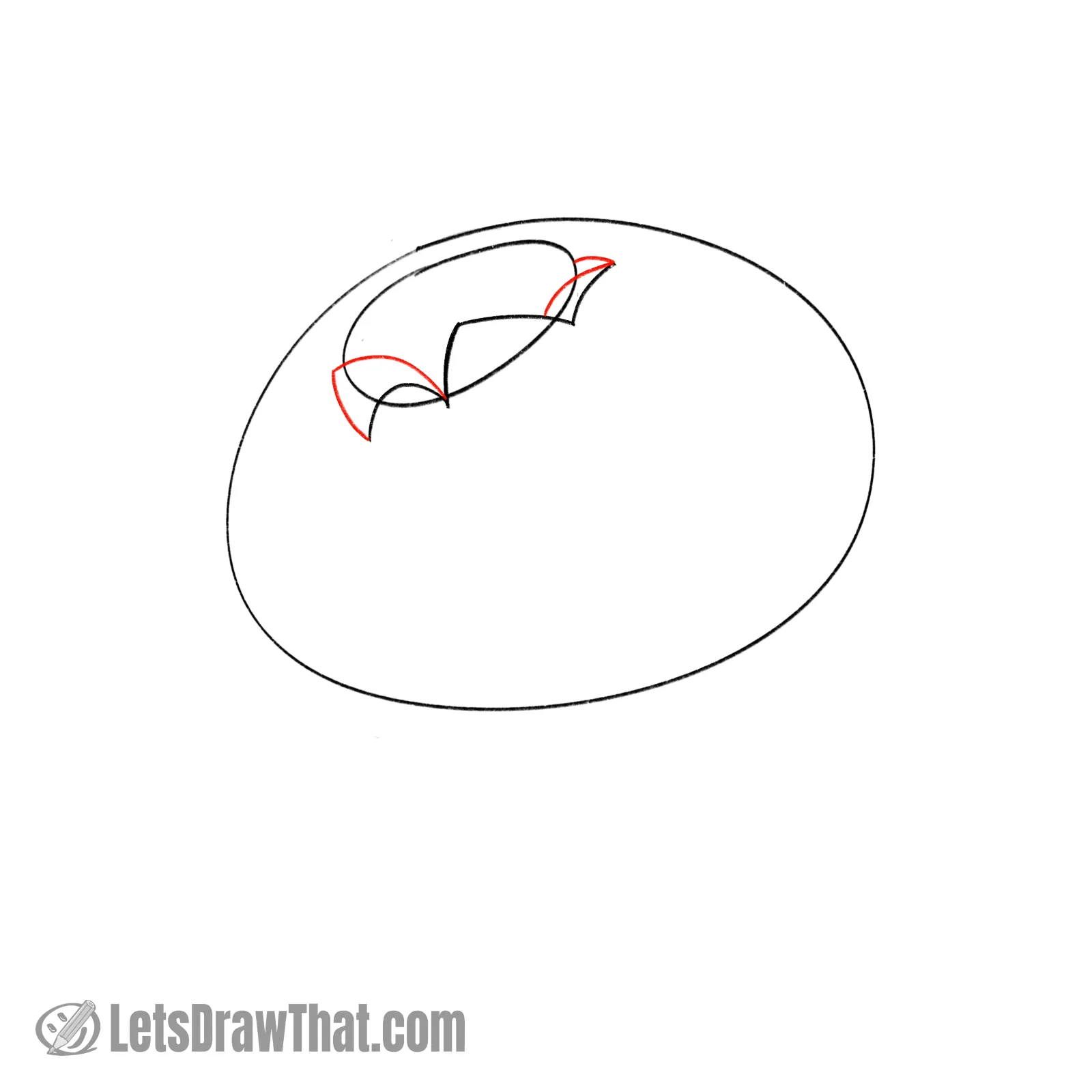 Drawing step: Draw the folded over leaves