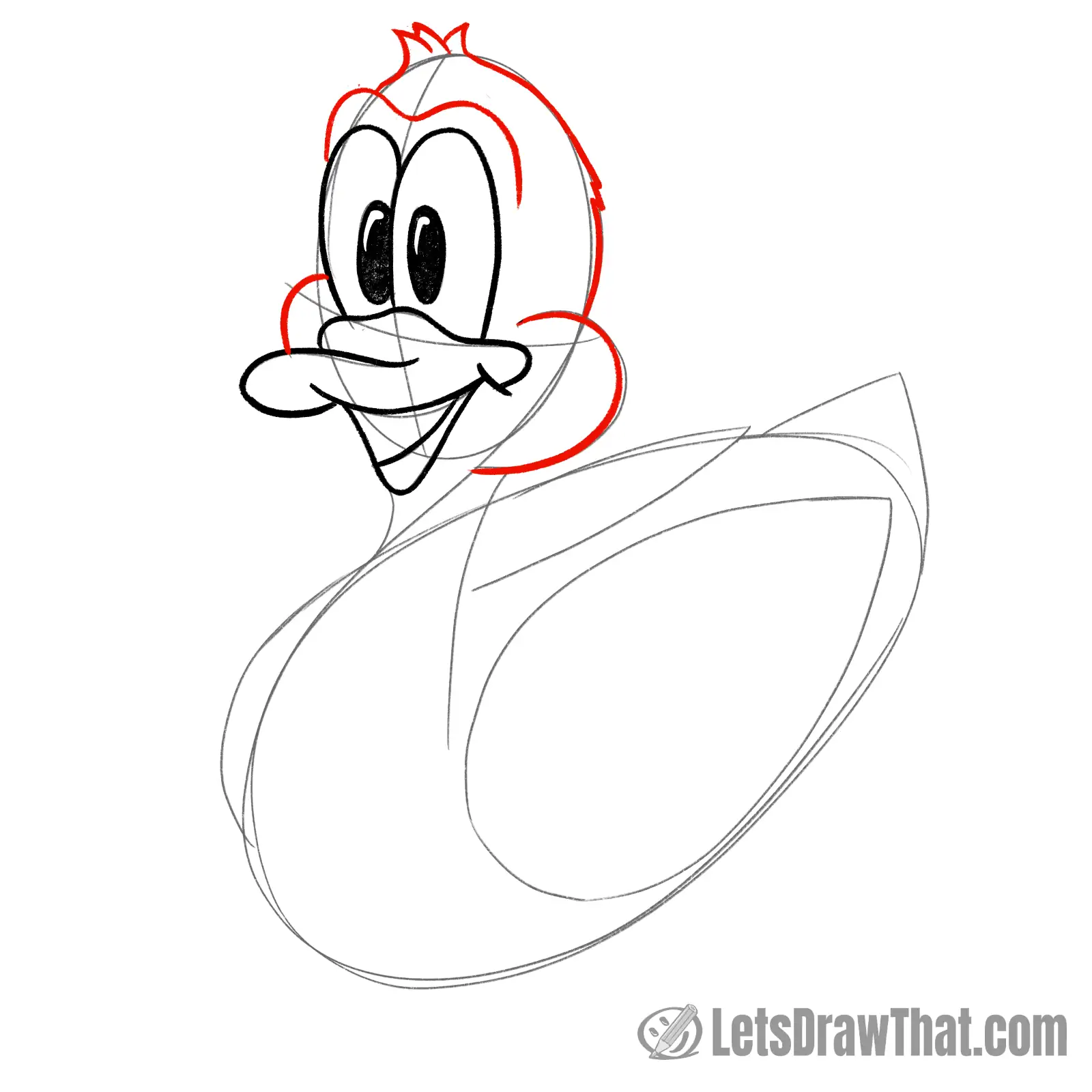 Drawing step: Draw the duck's head