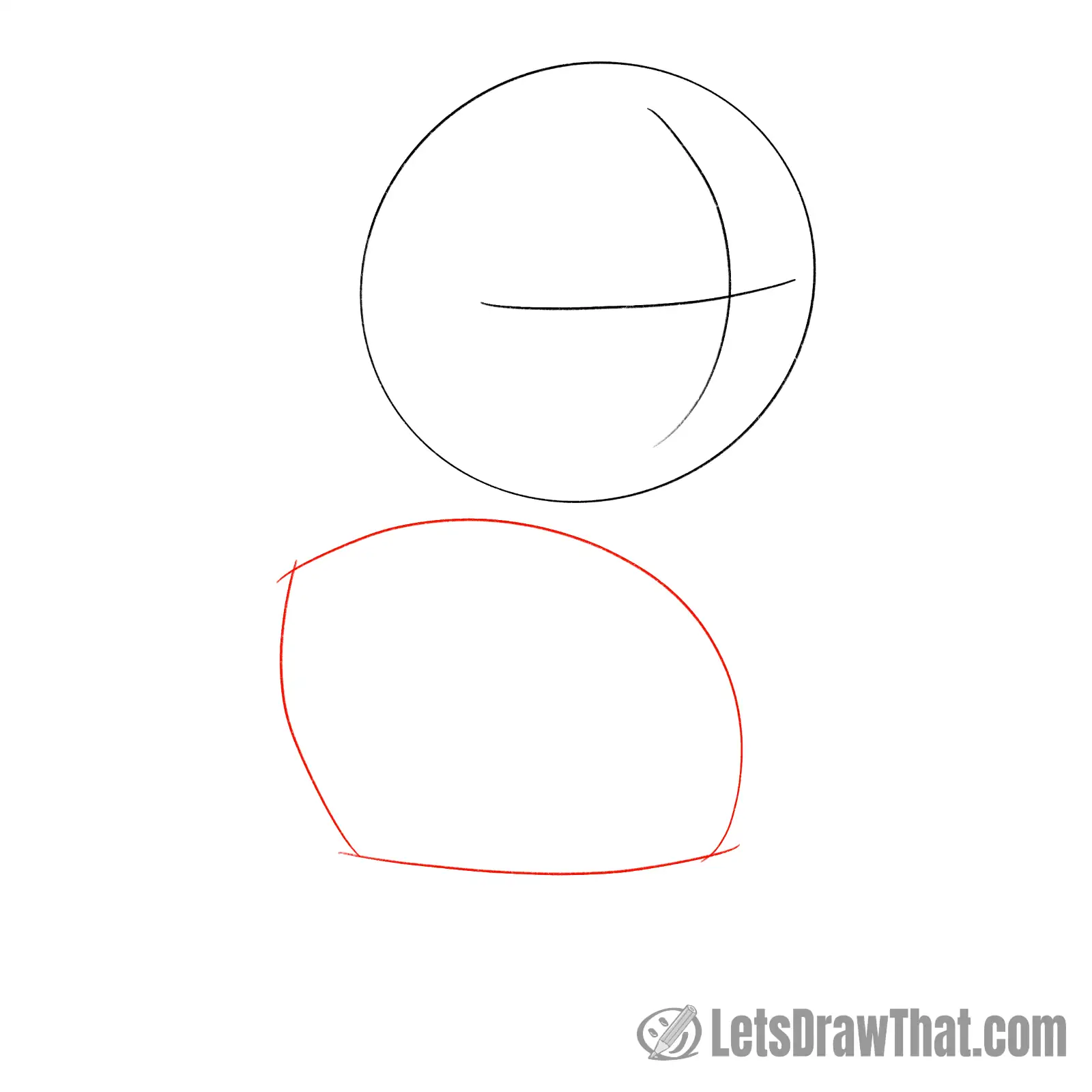 Drawing step: Draw the duckling's base body shape