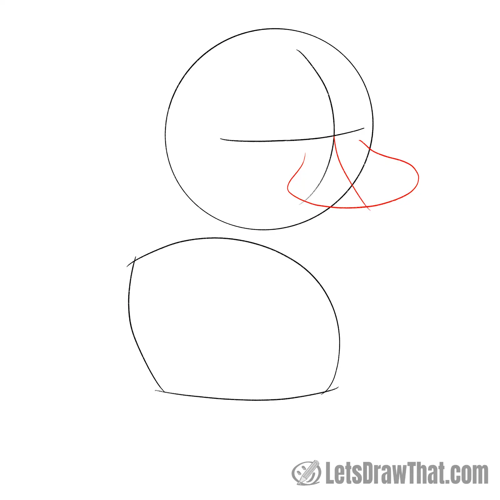 Drawing step: Draw the duckling's beak