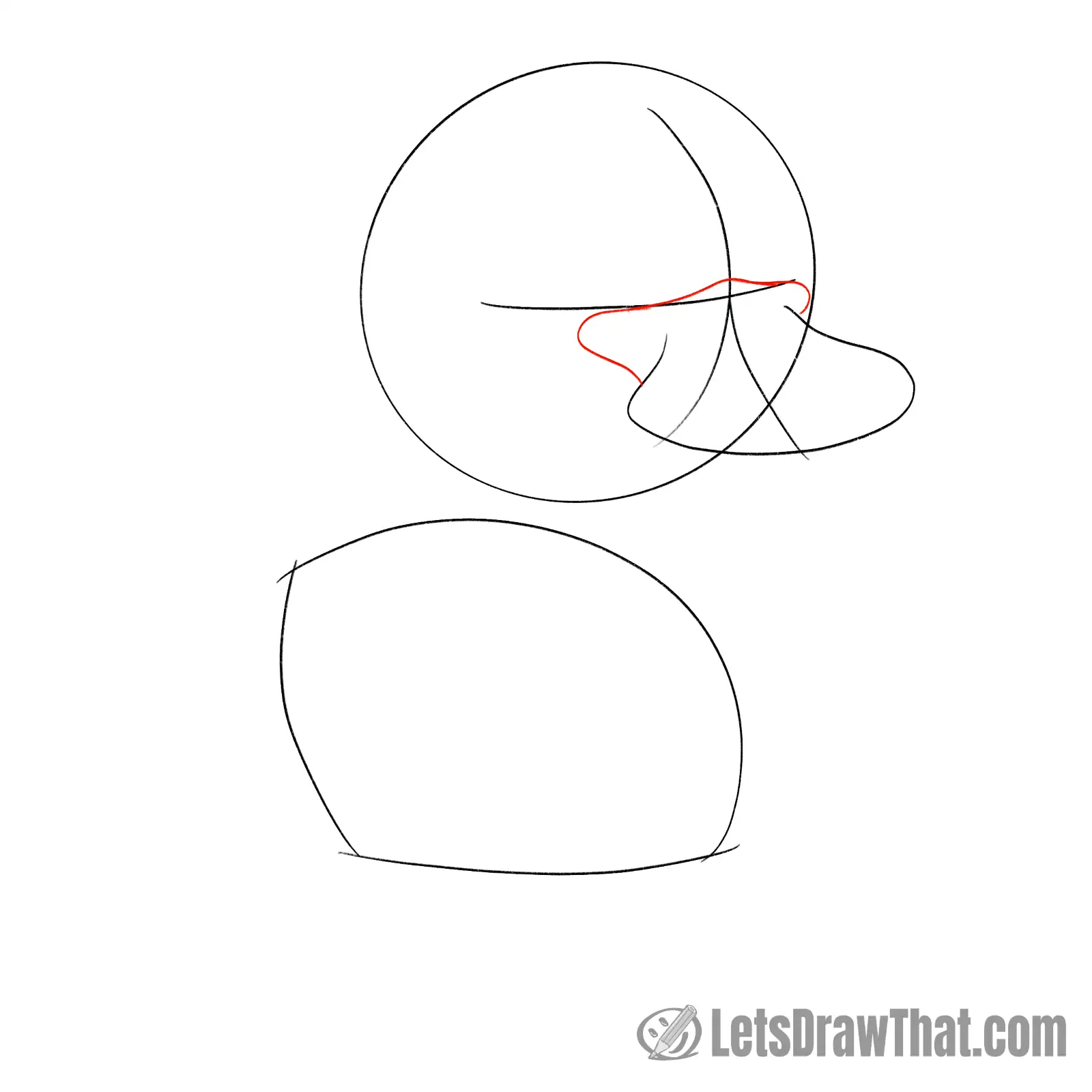 Drawing step: Draw the top of the beak
