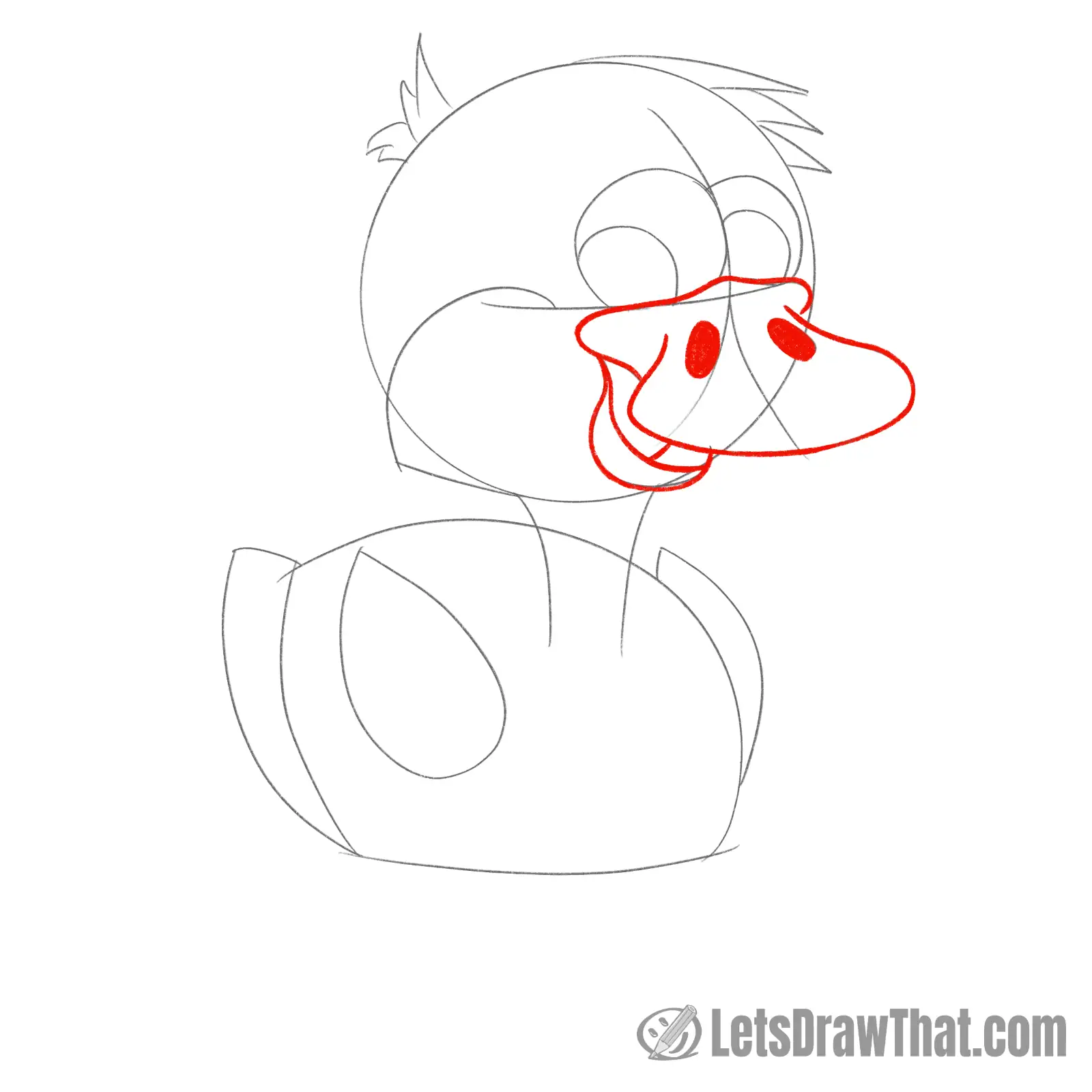 Drawing step: Draw the duckling's beak