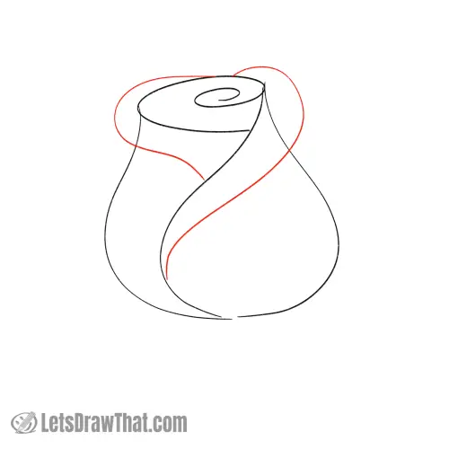Drawing step: Sketch the outer petal folds