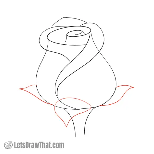 Drawing step: Draw the sepal leaves