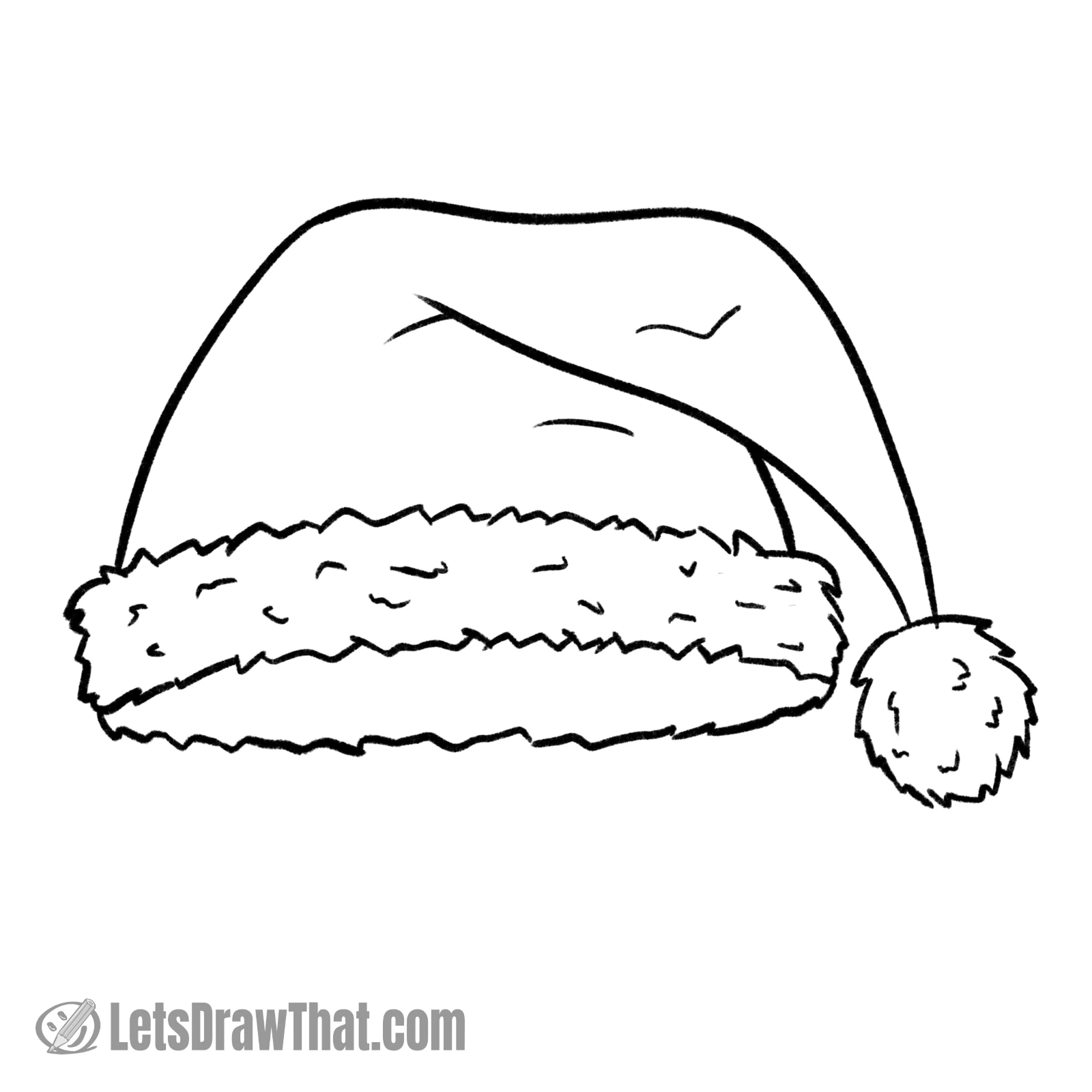 How To Draw A Santa Hat: finished outline drawing