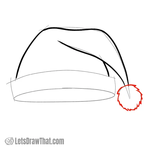 Drawing step: Draw the furry pom-pom ball