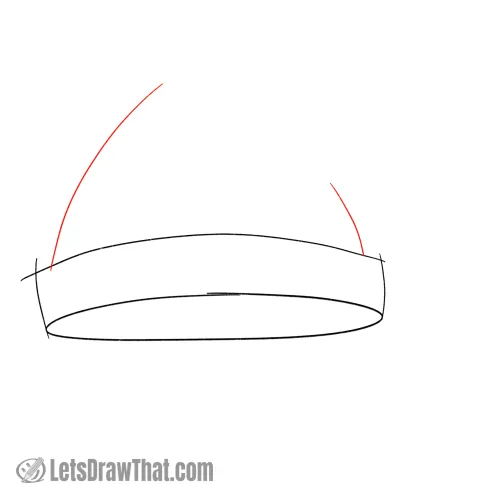 Drawing step: Sketch the hat sides