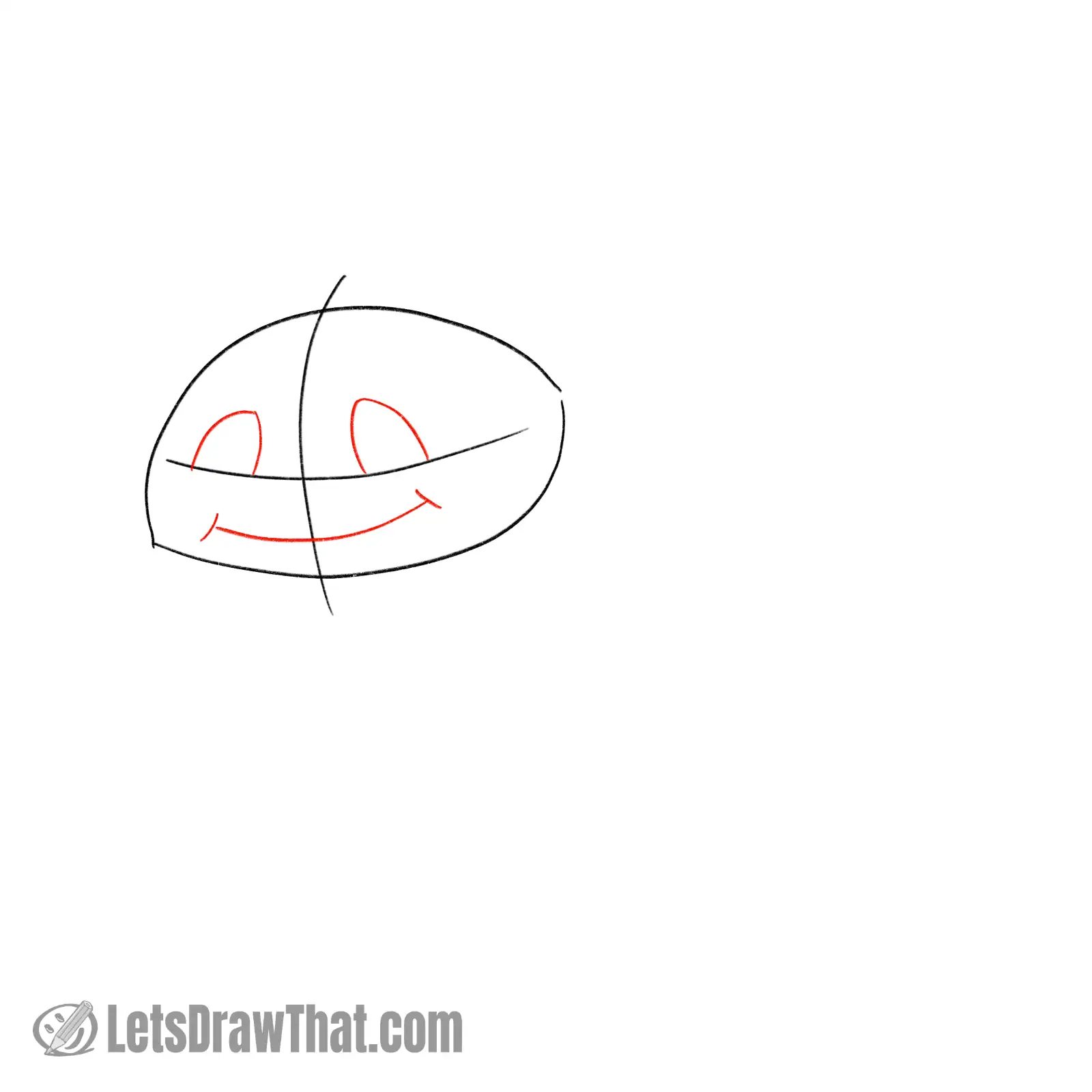 Drawing step: Sketch axolotl's eyes and mouth