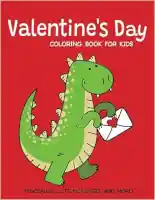 Valentine's Day Coloring Book For Kids with dinosaurs and cute monsters